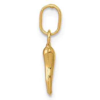14k Yellow Gold 3D Italian Horn Pendant