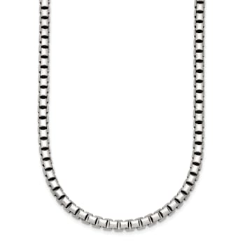 Sterling Silver Antiqued and Satin 4.0mm Box 16 Inch Chain