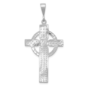 Rhodium Over 14K White Gold Celtic Cross Charm
