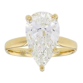 Lab-Grown Diamond Pear Shape Solitaire Ring In 14K Gold 4.00ct
