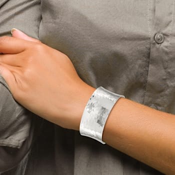 Sterling Silver 30mm Hammered Cuff Bracelet
