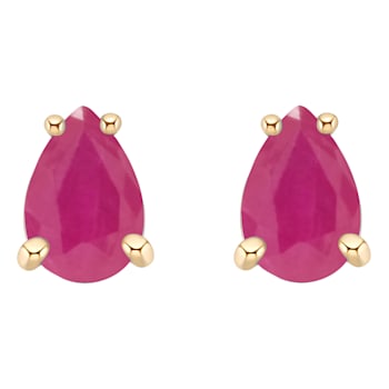 6x4mm Pear Shape Ruby 14k Yellow Gold Stud Earrings