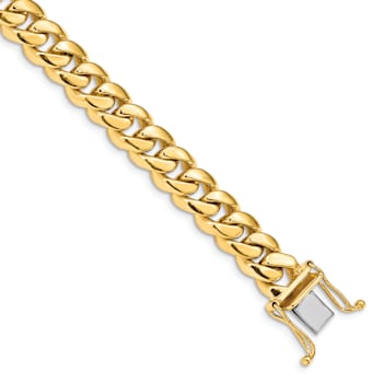 14k Yellow Gold and 14k White Gold 8.7mm Hand-polished Miami Cuban Link Bracelet