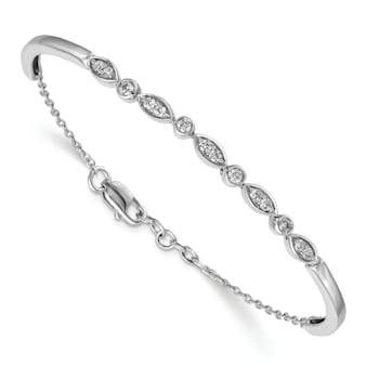Rhodium Over 14K White Gold Lab Grown Diamond VS/SI GH, Bangle Bracelet 0.48ctw