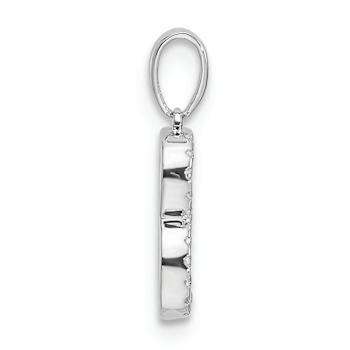 Rhodium Over 14k White Gold Diamond Letter B Initial Pendant