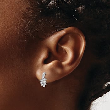 Rhodium Over 14K White Gold Lab Grown Diamond SI1/SI2, G H I, Leaf Post Earrings