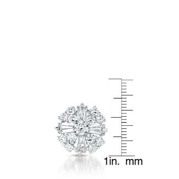 CZ Baguette Stud Earrings In Sterling Silver