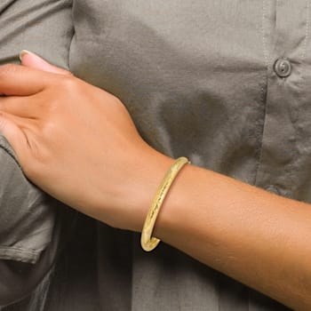 14K Yellow Gold 4/16 Laser Cut Hinged Bangle Bracelet