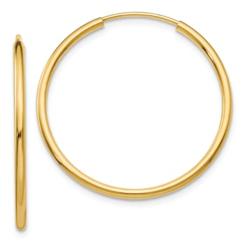14k Yellow Gold Polished 1" Round Endless Hoop Earrings