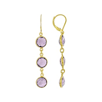 Amethyst Dangle Earrings In 18K Gold Over Sterling Silver 9.00ctw