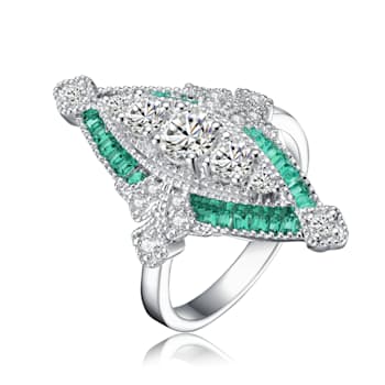 Rhodium Plated over Sterling Silver with Green Color Cubic Zirconia
Modern Ring