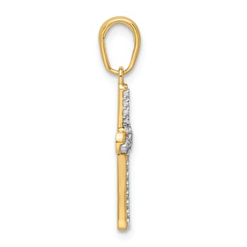 14k Two-tone Gold Diamond-Cut Cross Pendant