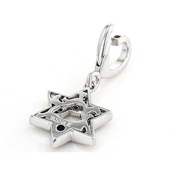 White Cubic Zirconia Platineve Over Sterling Silver Star Of David Charm 0.18ctw