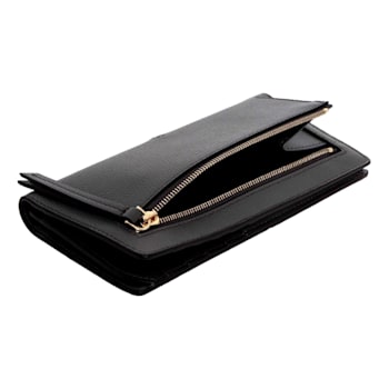 Fendi O'Lock Anthracite Gray and Python Print Leather Snap Continental Wallet
