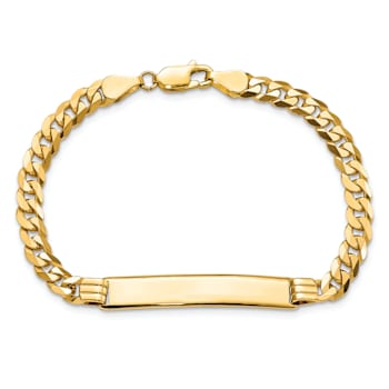 10k Yellow Gold Flat Curb Link ID Bracelet