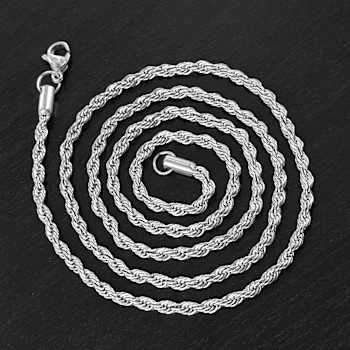 Invicta Men's Rope Chain Necklace 3mm In Stainless Steel 24 Inch