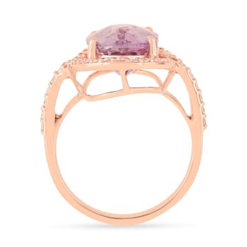 18K Rose Gold Over Sterling Silver Oval Amethyst and Moissanite Halo
Design Ring 5.92ctw