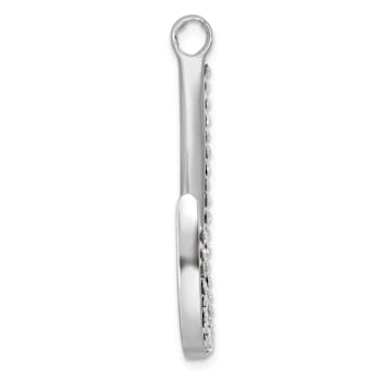 Rhodium Over Sterling Silver Polished Crystal Hook Pendant