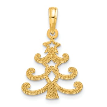 14K Yellow Gold Polished Christmas Tree Pendant