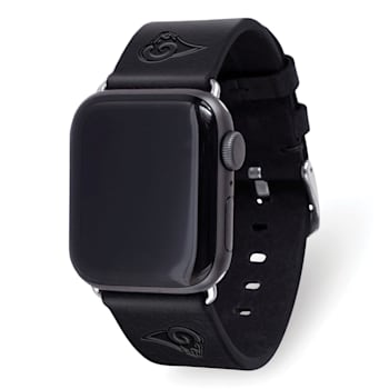 Gametime Los Angeles Rams Leather Band fits Apple Watch (42/44mm S/M
Black). Watch not included.