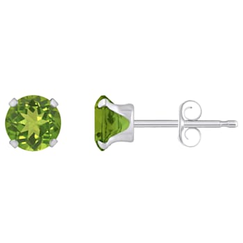 5mm Round Peridot Rhodium Over 10k White Gold Stud Earrings