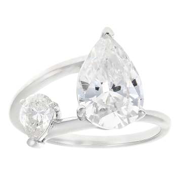 Pear Cocktail Ring With CZ In Sterling Silver