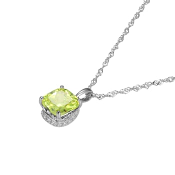 Green And White Cubic Zirconia Platinum Over Silver August Birthstone
Pendant With Chain 6.98ctw