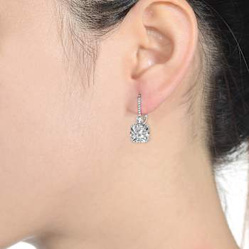 CZ Drop Earrings In Sterling Silver