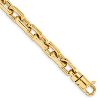 14K Yellow Gold 7mm Hand-Polished Fancy Link Bracelet