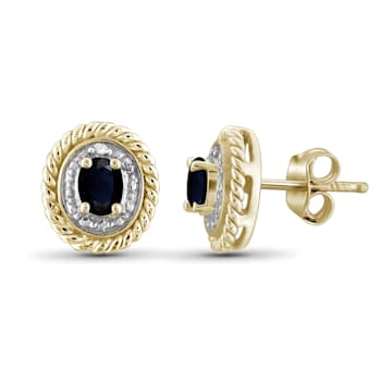 Black Sapphire 14K Gold Over Sterling Silver Earrings 0.42ctw