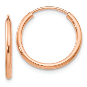 14k Rose Gold Polished 5/8" Endless Tube Hoop Earrings
