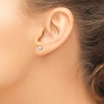 Rhodium Over Sterling Silver Flower Children's Post Earrings