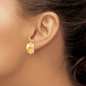 14k Yellow Gold Polished Ribbed Stud Earrings