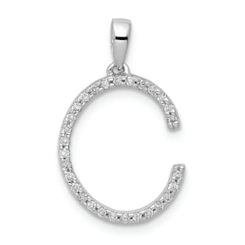 Rhodium Over 14K White Gold Diamond Letter C Initial Pendant