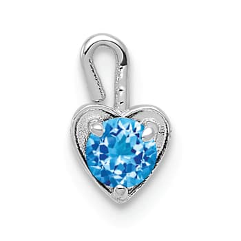 14k White Gold Tanzanite Simulant Birthstone Heart Charm