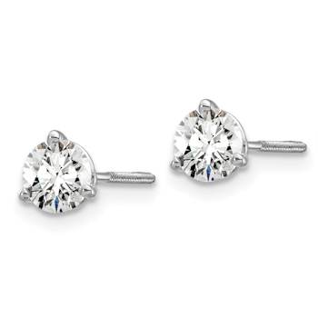 14K White Gold Lab Grown Diamond 2/3ctw Certified VS/SI GH Screw Back
3-Prong Earrings