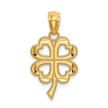 14K Yellow Gold Four Leaf Clover Pendant