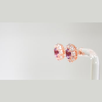 Amethyst and CZ 0.95 Ctw Round 18K Rose Gold Over Sterling Silver Center
Design Earrings Jewelry