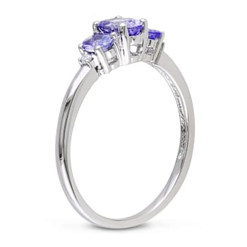 Tanzanite and Diamond 10K White Gold Ring 0.77ctw