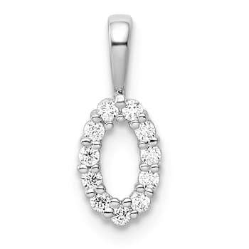 Rhodium Over 14k White Gold Diamond Number 0 Pendant