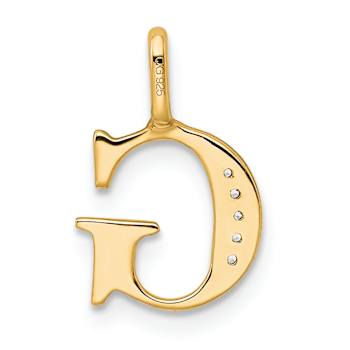 14K Yellow Gold Diamond Letter G Initial Pendant