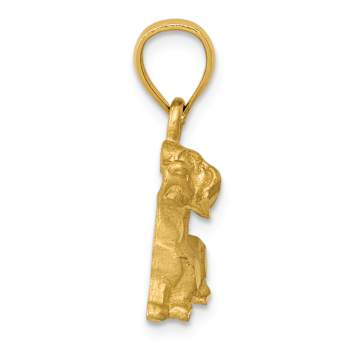 14k Yellow Gold Brushed and Diamond-Cut Dachshund Pendant