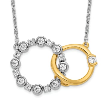 14K Two-tone Gold Lab Grown Diamond SI1/SI2, G H I, Circle Interlocking
18 Inch Necklace 0.41ctw