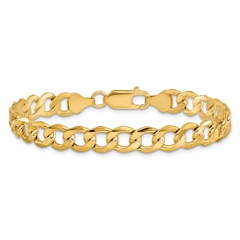 14k Yellow Gold 7mm Curb Link Bracelet, 9 Inches