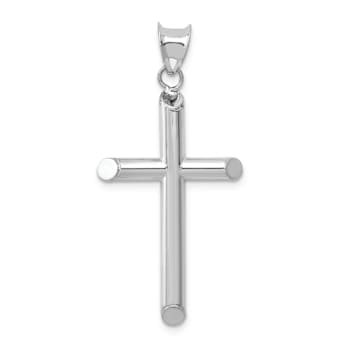 Rhodium Over 14k White Gold 3D Cross Pendant
