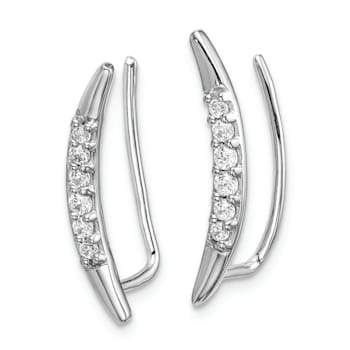 Rhodium Over 14K White Gold Lab Grown Diamond Ear Climber Earrings
