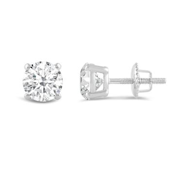 White Cubic Zirconia 14k White Gold Studs With Velvet Gift Box 2ctw