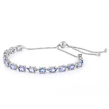 Tanzanite Bolo Tennis Bracelet In Sterling Silver 6.39ctw