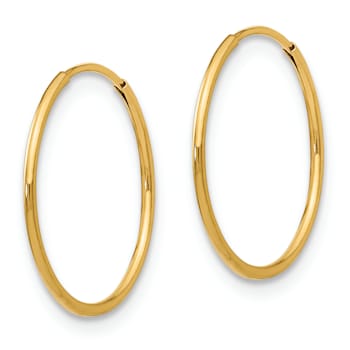 14K Yellow Gold Polished 1mm Hoop Earrings