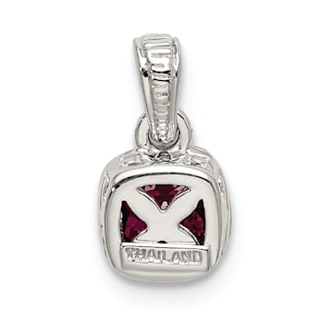 Rhodium Over Sterling Silver with 14k Accent Lab Created Ruby Pendant